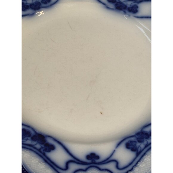 2 Antique Stanley Pottery Flow Blue Paris 9" Plates + Plate hangers New Wharf - Picture 13 of 16